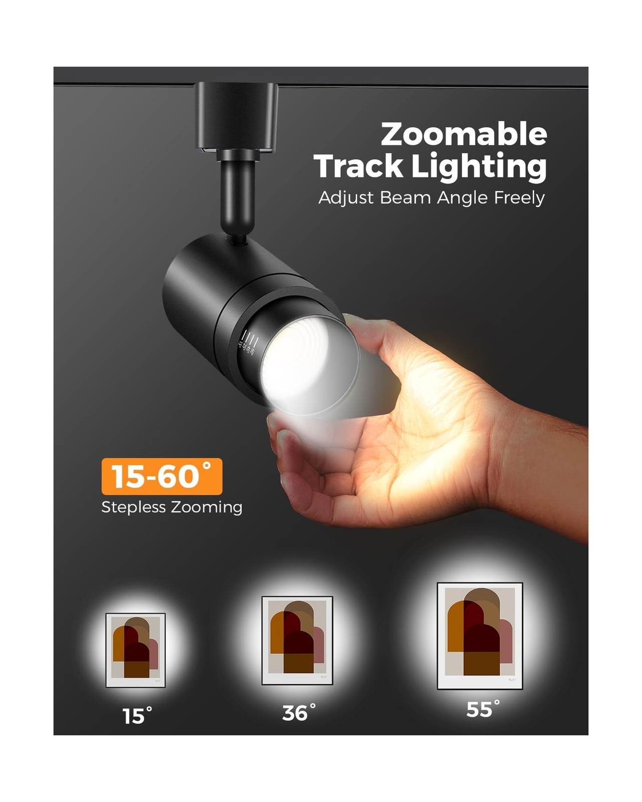 Zoomable 8 Lights LED Track Lighting Kit with 6.6FT H Type Track Lighting Rai...