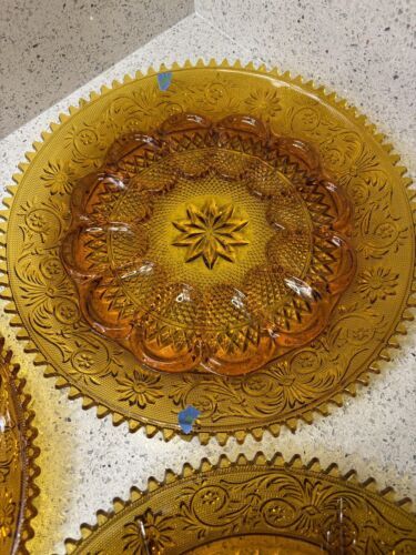 3 Indiana Tiara Amber Sandwich Glass Deviled Egg Divided Serving Tray Sawtooth* - Picture 2 of 10