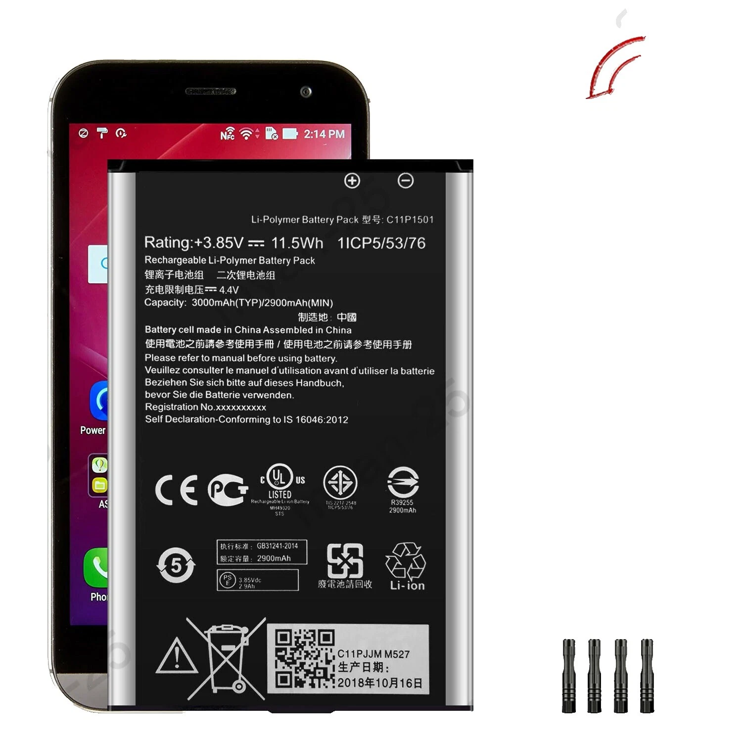 Baterías para teléfonos celulares para ASUS ASUS ZenFone 2