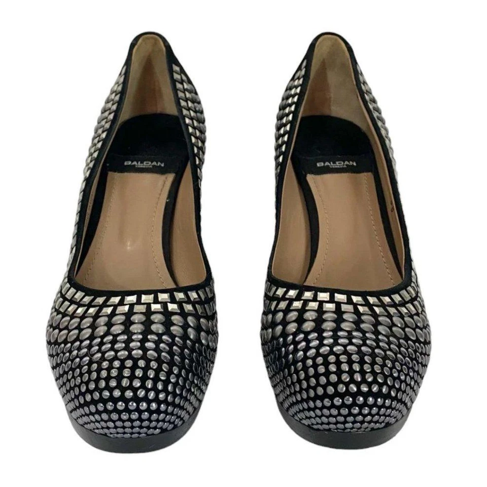 BALDAN VENEZIA ZAPATOS DE TACÓN DE GAMUZA NEGROS PLATEADOS - 8 Foto 2 de 4