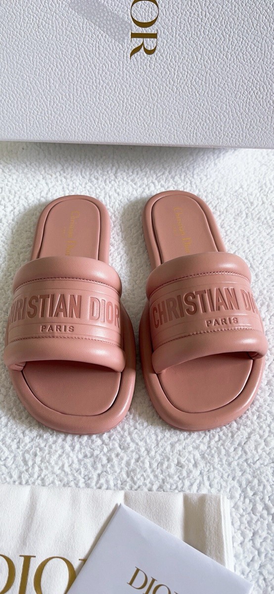 DIOR Every-D スライドサンダル Embossed Lambskin Christian Dior Every-D Embossed Lambskin Leather Slide