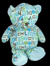 Baby Ganz Pitter Pattern Bear Plush Alphabet Letters Blue Green 11"