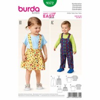 Burda B9372 Rock & Latzhose Schnittmuster Kinder Gr. 3 Monate-2 J. Eu 62-92