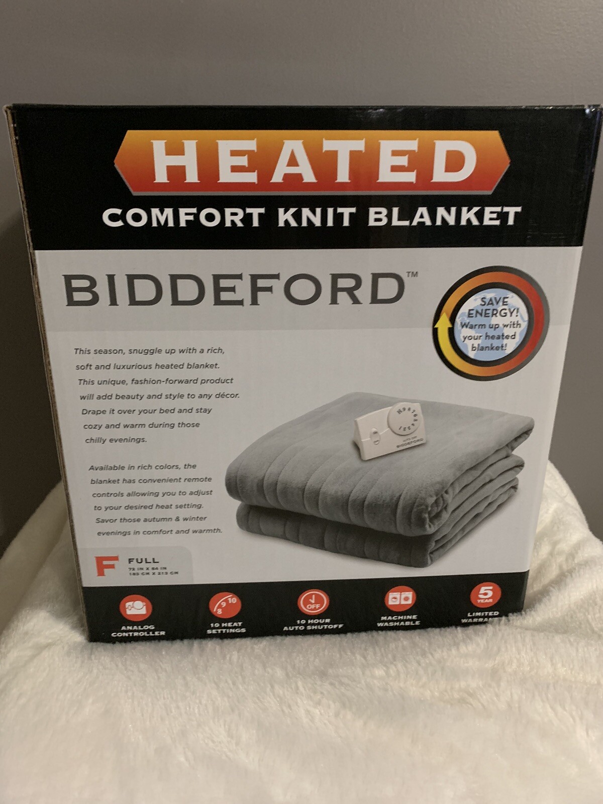BIDDEFORD COMFORT KNIT HEATED BLANKET Full 100% POLYESTER 72”x84” | eBay