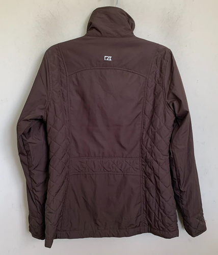 Cutter Buck Jacket Brown Zip Snap Pockets Lined WeatherTek Lightweight Sz M NEW - Picture 2 of 12