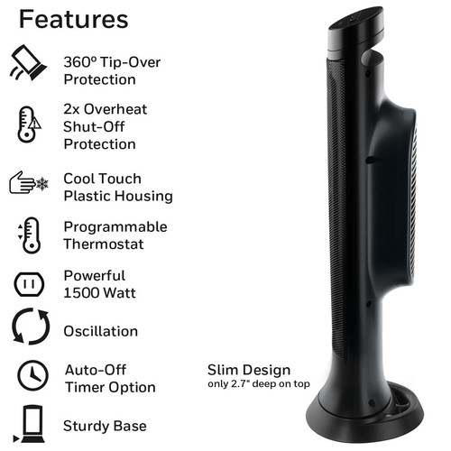 Honeywell Slim Ceramic Tower Heater 1500W Digital Controls Safety Features - Picture 2 of 8