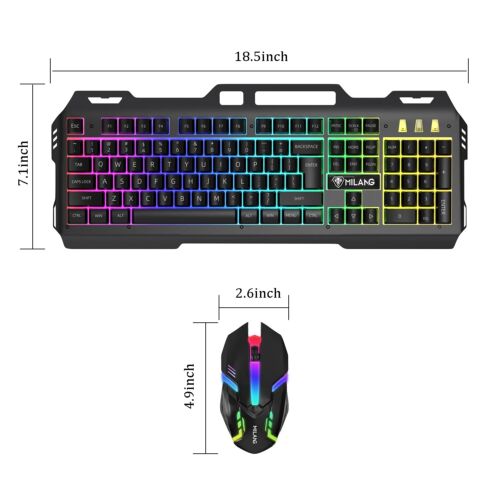 Gaming Keyboard and Mouse Wired Colorful Glowing Mechanical Feel Backlit For PC - Picture 13 of 15