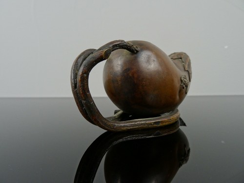 Ende 19. Jh. Bronze Aubergine Wassertropfer mit Heuschrecke & Gottesanbeterin - Bild 3 von 12