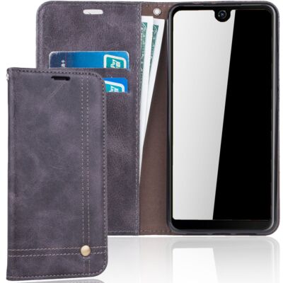 Wiko View 2 Handy Hülle Schutz Tasche Case Flip Cover Wallet Schale Etuis Grau