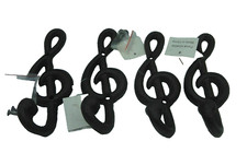 NEW Set of 4 Treble Musical Note Cast Iron Coat Hook Hanger 6"1/4 long