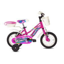 BICI BICICLETTA DA BAMBINA BIMBA 12" 1V FUCSIA SUPER BUNNY CON FRENI E ROTELLE 