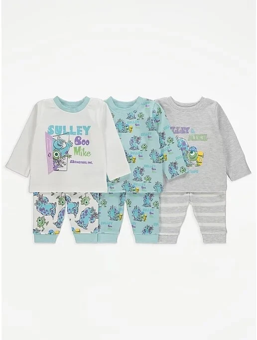 Disney Monsters Inc. Baby Boys 3 Pack Pyjamas. Age 6-9 months. BNWT