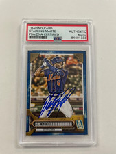 Starling Marte Autographed 2022 Topps Blue GQ #055/250 Slabbed Card #167 (PSA)