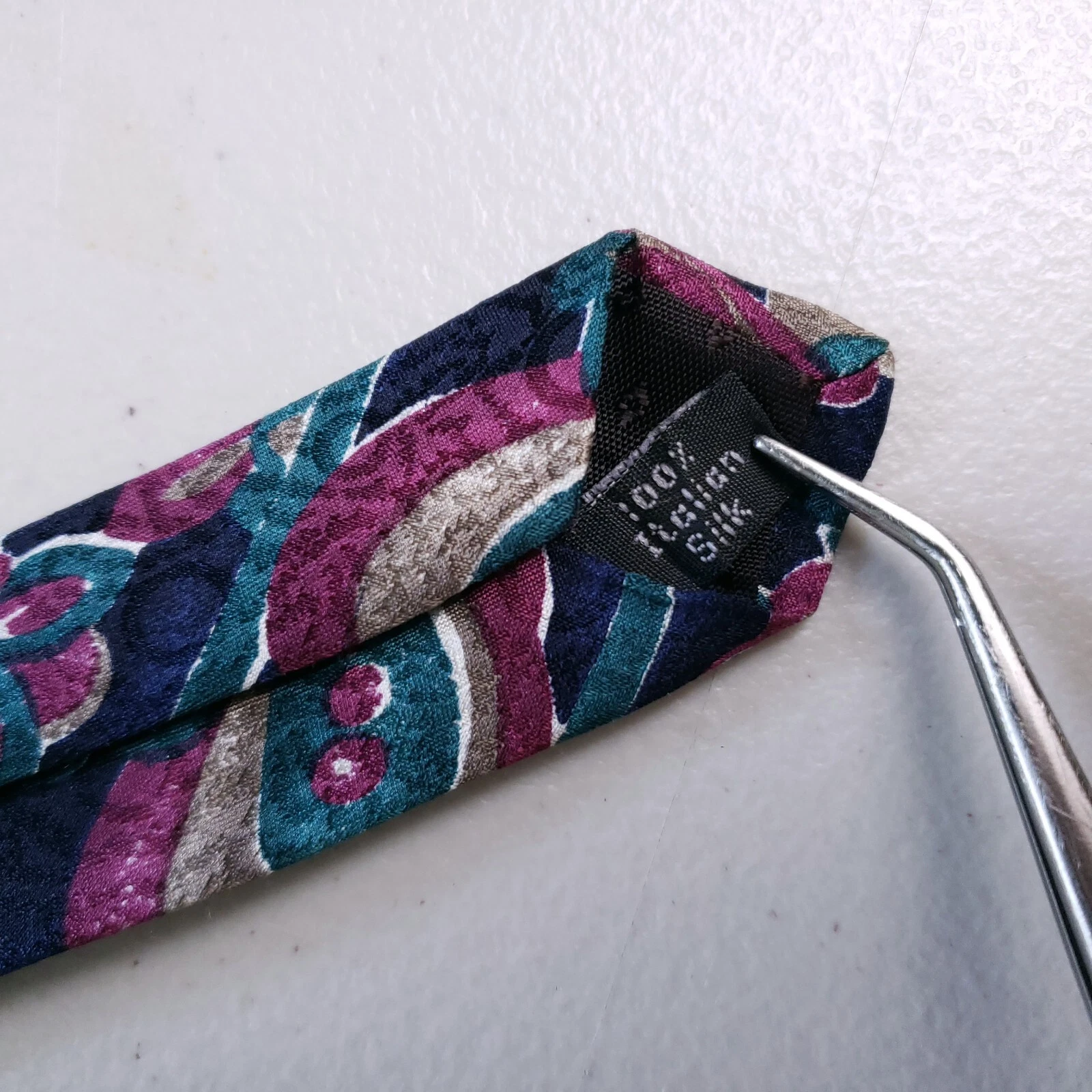 Villa Bugatti Tie Paisley Floral Bold Striped Pattern Blue Pink Classic image 4