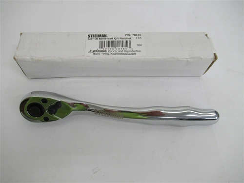 Steelman 78185, 3/8" Drive Mini Thin Profile Ratchet Offset 72 Tooth, 7-3/4" OAL