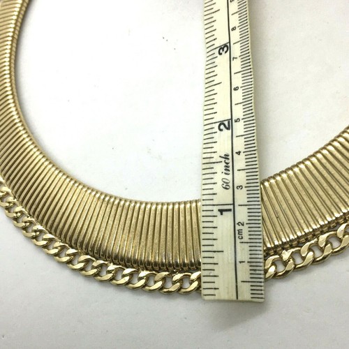 Girocollo piatto tono oro decorativo metallo collana bigiotteria unisex - Foto 3 di 4