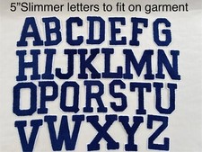 5" Large Embroidered Navy Blue Varsity Letters Iron-on Applique Patch For Jacket