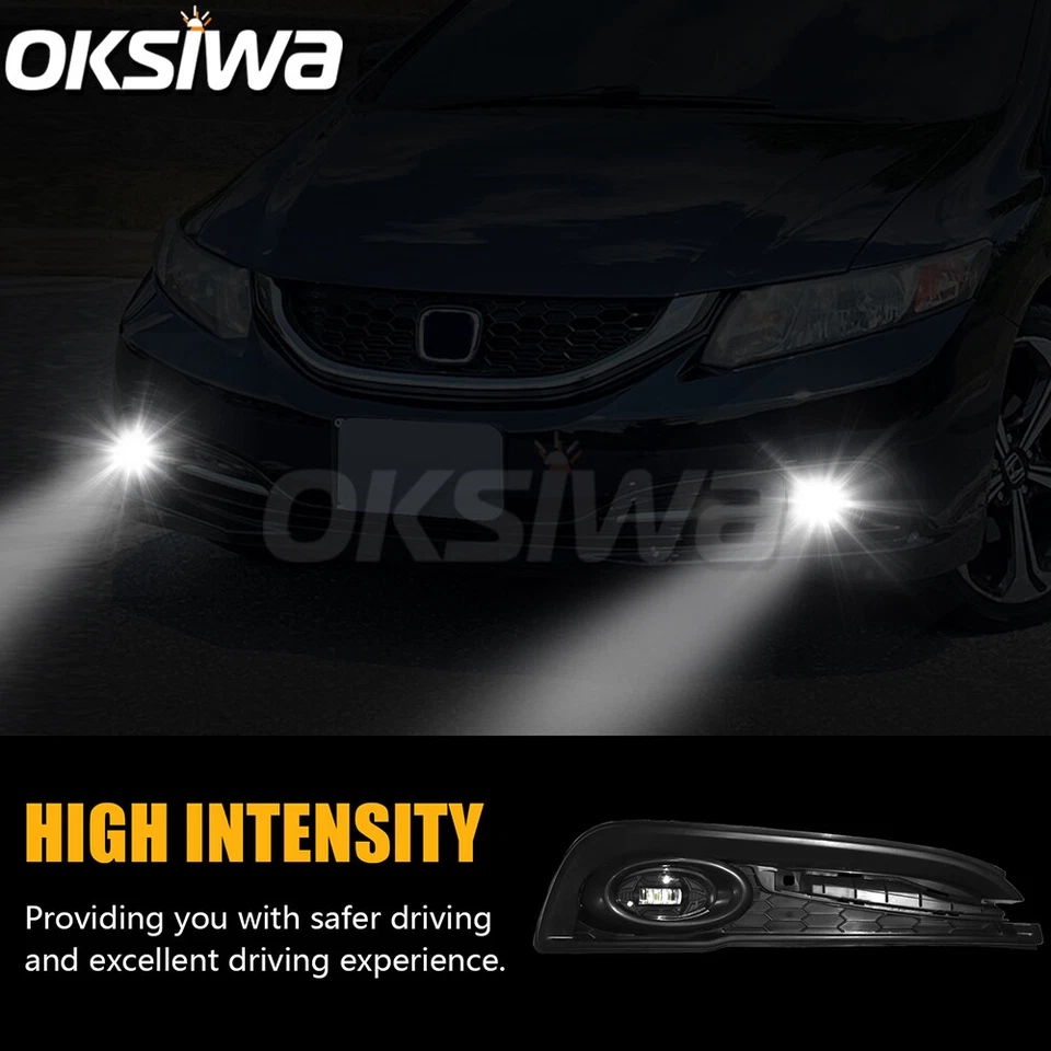 Luces antiniebla LED para Honda Civic 2013 2014 2015 sedán de 4 puertas lente transparente lámpara de parachoques Foto 4 de 4
