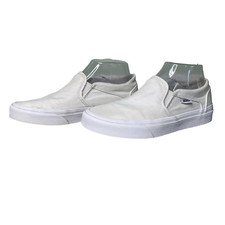 Vans Classic Slip-On Trainer Shoes Sneakers Low Top Canvas Solid White Size 6.5