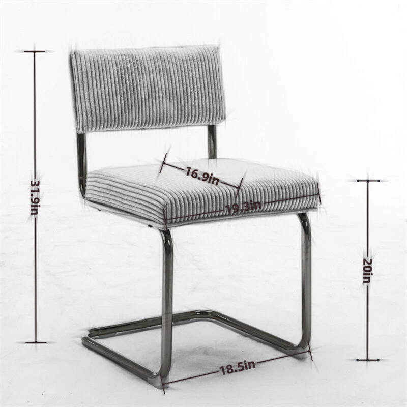 Комплект из 2 современных вельветовых обеденных стульев с золотым металлическим основанием, акцентные стулья без подлокотников - Изображение 2 из 4