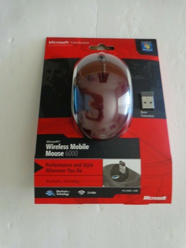 Microsoft Wireless Mobile Mouse 6000-Red For Windows & Mac (New Factory Sealed) - Picture 1 of 5