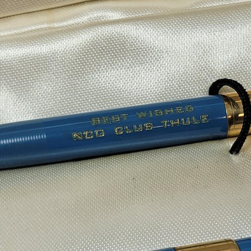 Vintage Periwinkle Sheaffer Snorkel Fountain Pen And Pencil, Paperwork, And Case - Picture 3 of 24