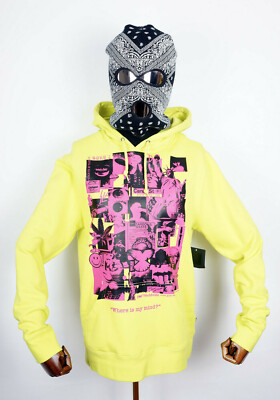 Huf Worldwide Hooded Sweatshirt Pullover Hoodie Where Is My Mind Hot Lime in M