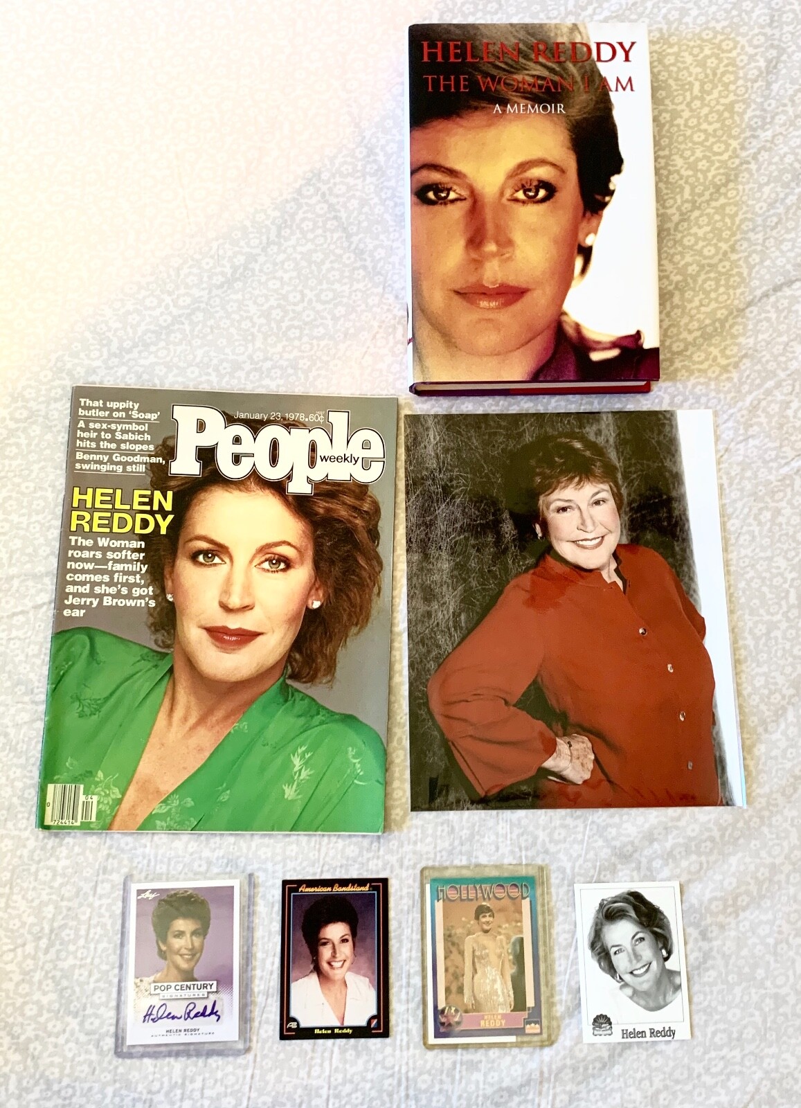 Helen Reddy Signed Lot Cards Woman I Am Hardcover Book People Magazine ...
