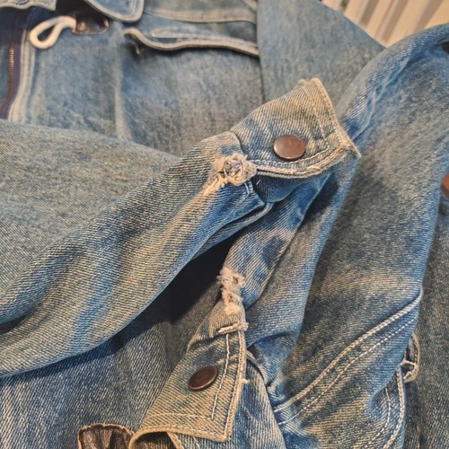 VTG Gitano Women's Jean Jacket Medium Zip Toggle Acid Wash Denim Bomber 80s - Picture 10 of 13