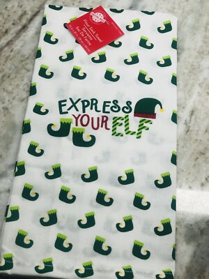 Ship N 24 Hours. New-Christmas Flour Sack Towel:  Express Yourself . 15 x 25 .