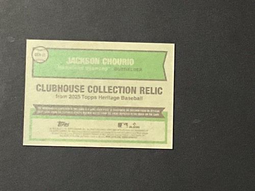 2025 TOPPS HERITAGE JACKSON CHOURIO CCR-JC GOLD 4/99 RELIC SSP RARE HTF - Picture 2 of 2