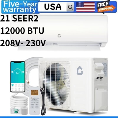 12000BTU Ductless Mini Split Air Conditioner Heat Pump System 21SEER2 230V R454B