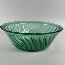 Jeanette Glass Swirl Ultramarine Rimmed Salad Bowl - Vintage 1930s