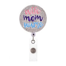 2pcs/lot Nurse Accessories Crystal WIFE MOM NURSE ID Name Card Badge Holder Reel