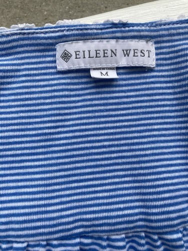 - Eileen West M Fresh Ocean Stripes Capri Pajama Set Blue - Picture 7 of 7