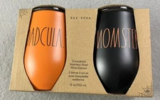 RAE DUNN DADCULA & MOMSTER Insulated Stainless Steel Wine Glasses Mugs