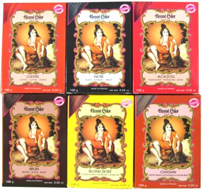 HENNE HAIR DYE COLOR Hanne Powder 7 COLOURS Auburn Copper Black Brown Blond 100g