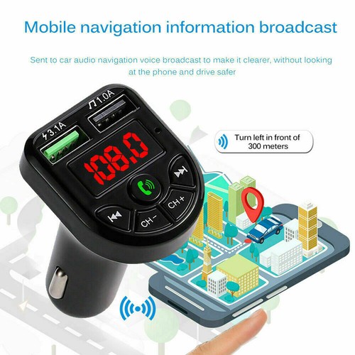 Wireless Bluetooth FM Transmitter Car Auto Kit Dual-USB Charger Tool Handsfree - Picture 5 of 11