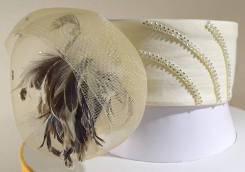 Donna Vinci Couture Beige Brimless Women's Church Hat (H4555) - NEW WITH BOX - Picture 3 of 9