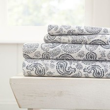 Kaycie Gray Fashion Collection Ultra Soft 4 Piece Coarse Paisley Bed Sheet Set