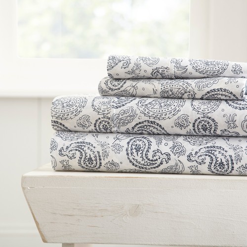 Kaycie Gray Fashion Collection Ultra Soft 4 Piece Coarse Paisley Bed Sheet Set - 第 1/3 張圖片