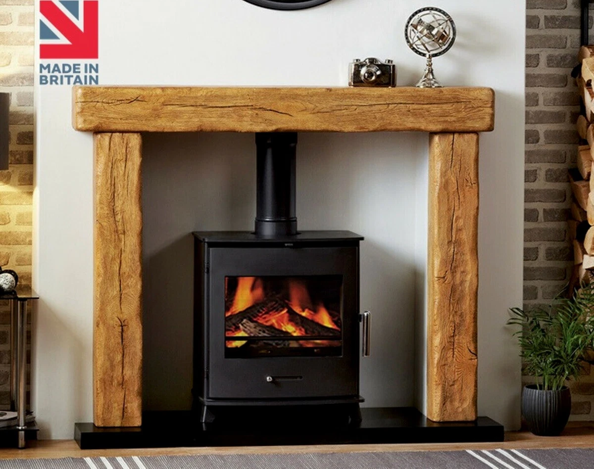 Fireplace 4x8 Mantelpiece Surround Solid Oak Rustic Handmade Farmhouse  Beam | eBay