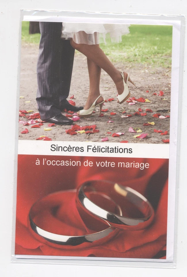 NEUF CARTE FELICITATIONS MARIAGE + ENVELOPPE !! 10 CARTES ACHETEES= PORT GRATUIT