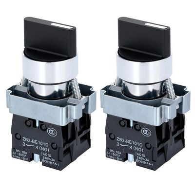 22Mm 3 Position Maintained Selector Switch, 2NO 660V 10A Industrial Grade Metal