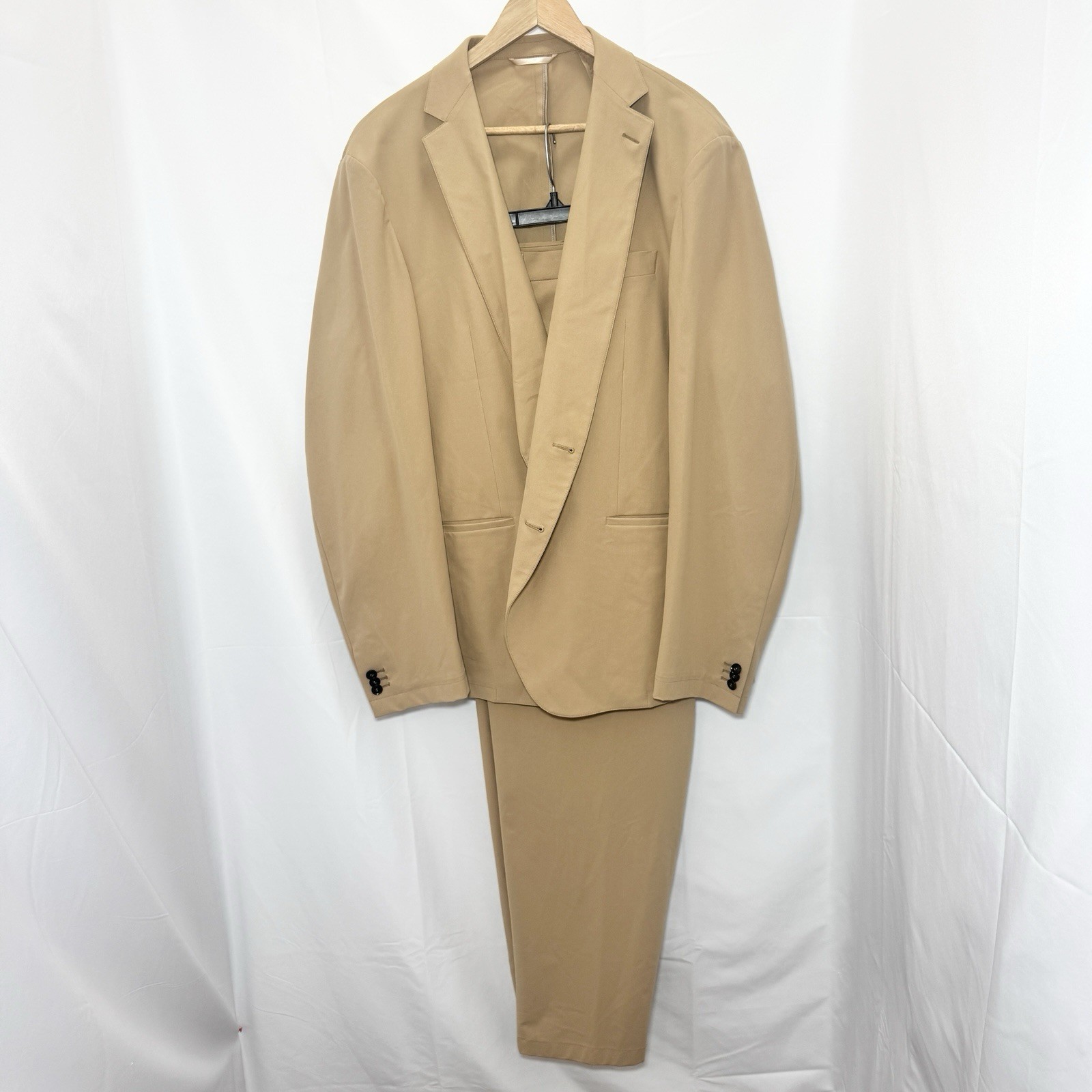 Sene FlexTech Travel Suit Mens Custom Made Unstructured Stretch 46-48L Khaki Tan