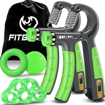 Handkrafttrainer Set 5-tlg. mit Zähler, Verstellbar, Fingerdehner, Stressball