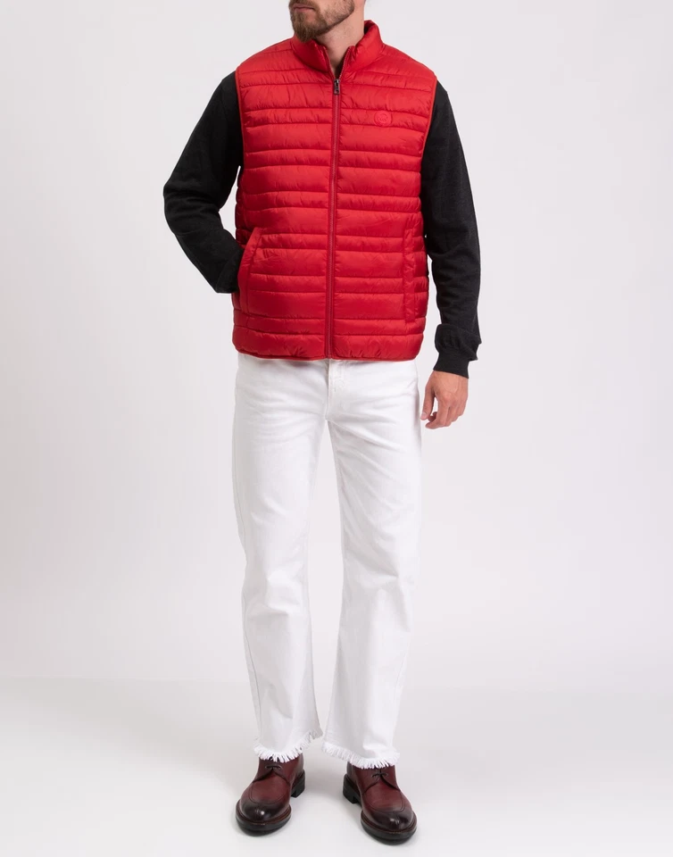 RRP€210 MICHAEL KORS Quilted Gilet Size L Red Logo Padded Water Repellent - Image 2 of 4