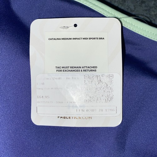 Sujetador deportivo Fabletics Catalina Midi impacto medio azul verde ribete nuevo con etiquetas - Imagen 5 de 8