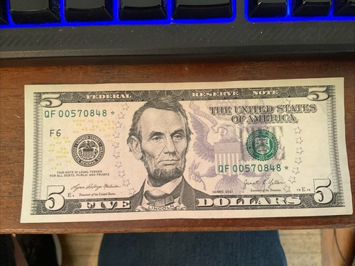 US Fünf Dollar Schein - Lincoln Currency Star Note