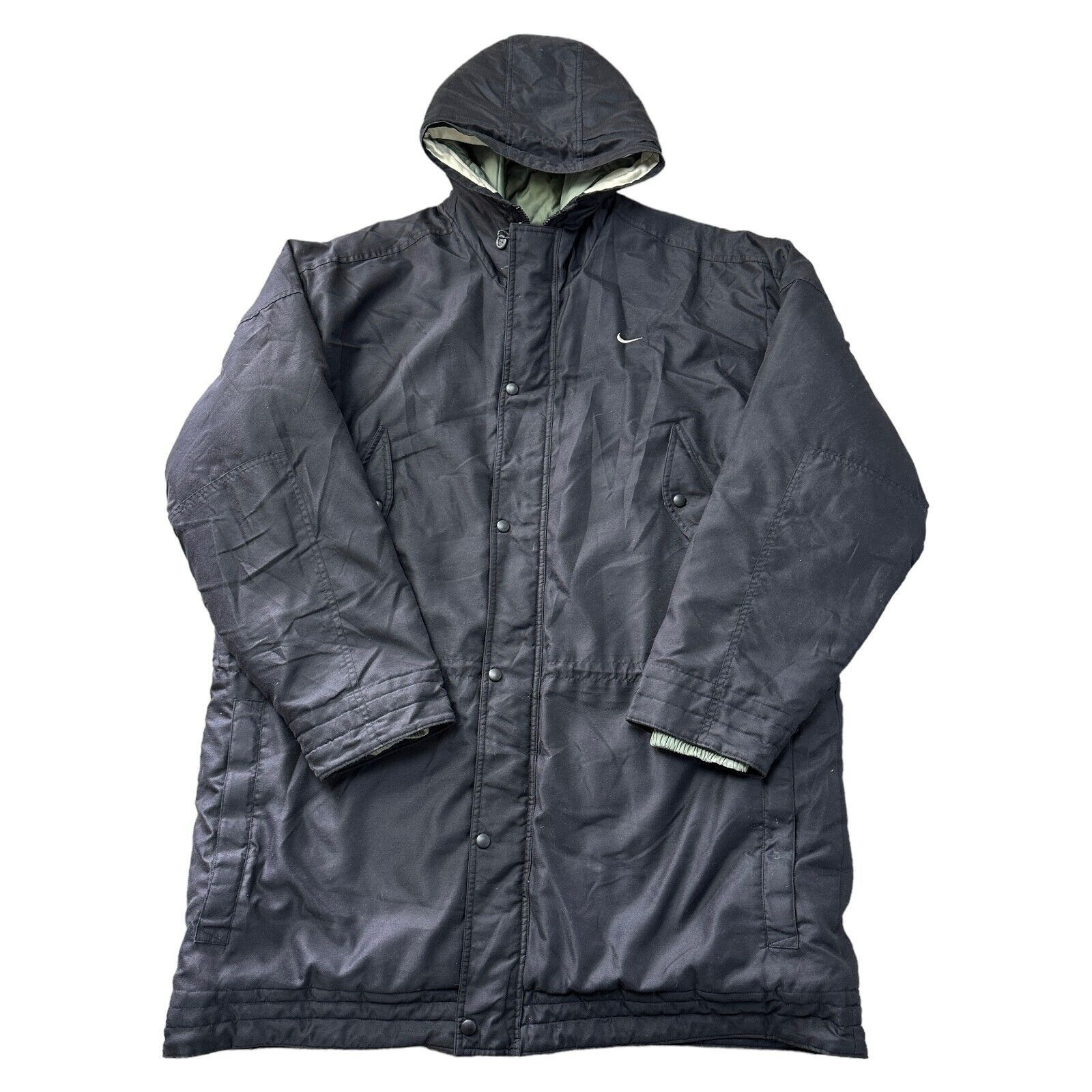 Vintage Nike Parka Jacket Coat Hooded Puffer Hooded Y2K 90s Black Mens XL